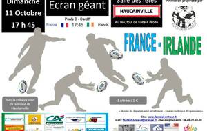 Dimanche 11.10 - France - Irlande (rugby) sur écran géant